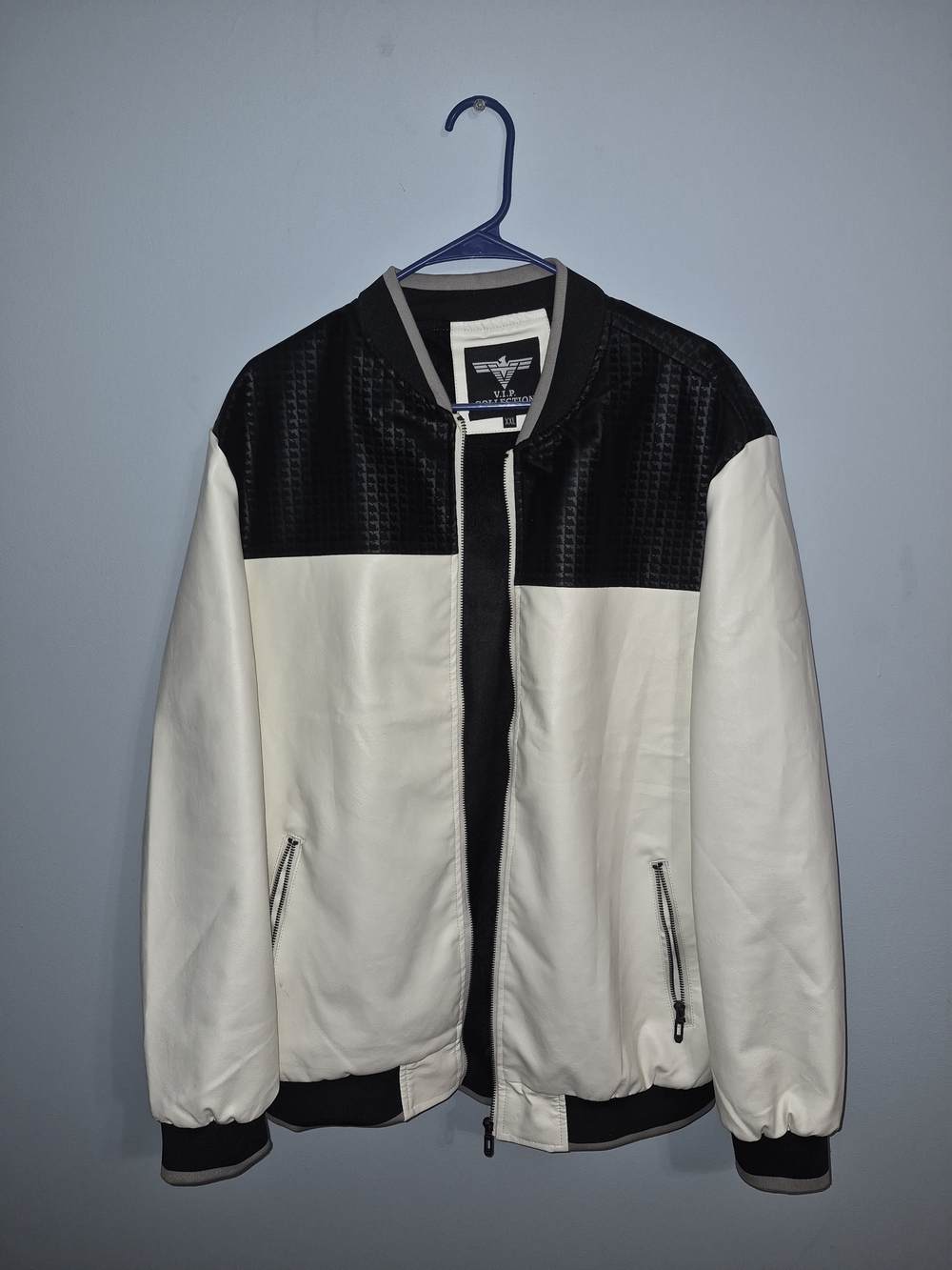 Men's Two-Tone White and Black Bomber Jacket